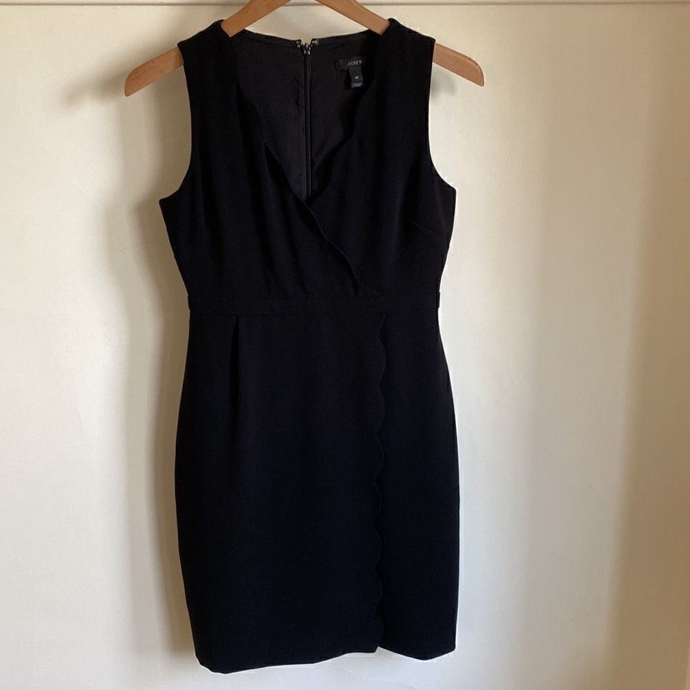 J CREW Scalloped Faux Wrap Sleeveless Sheath Dress    - Picture 3 of 11